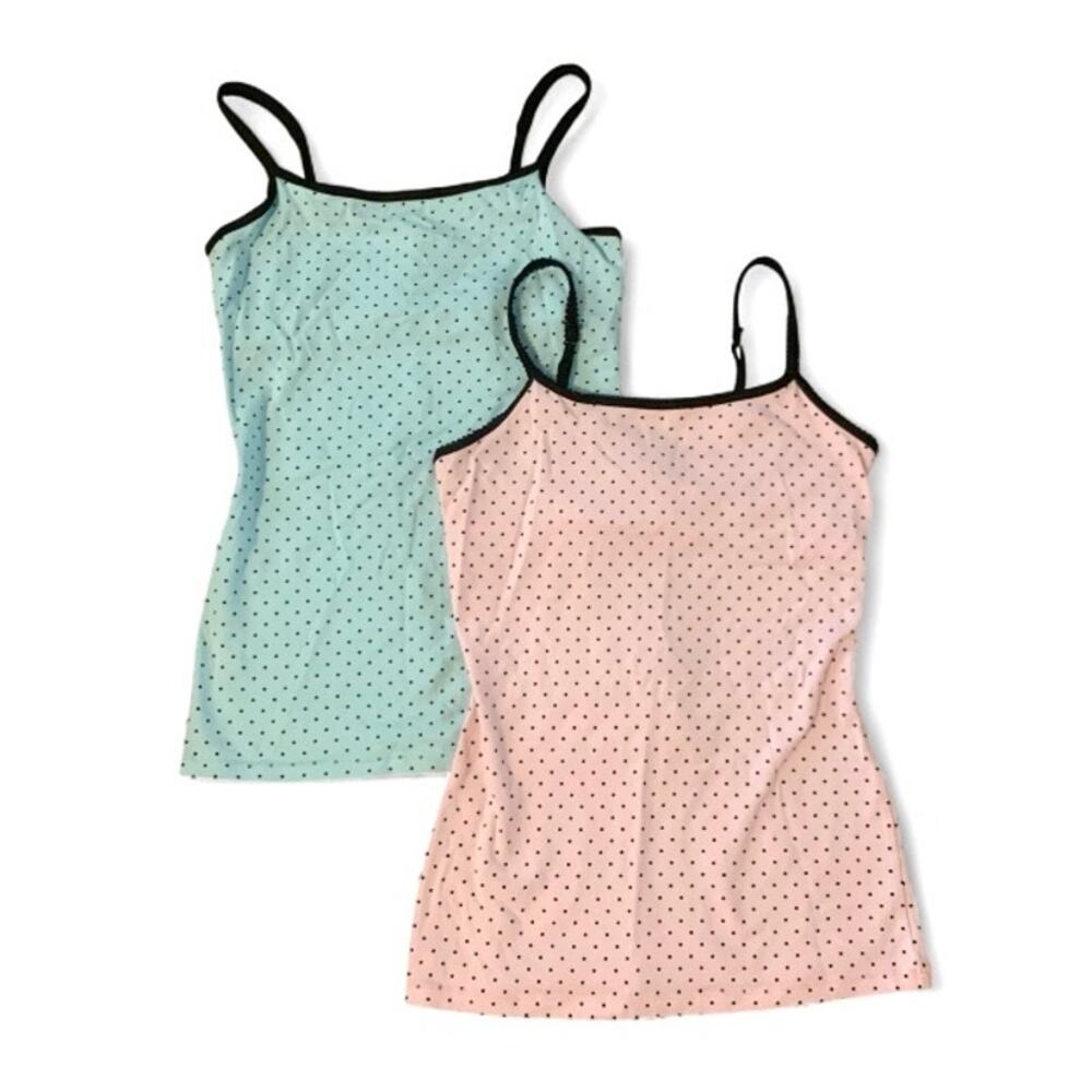 Vintage Y2K Express Pink & Blue Polka Dot Cami Tank Top Set